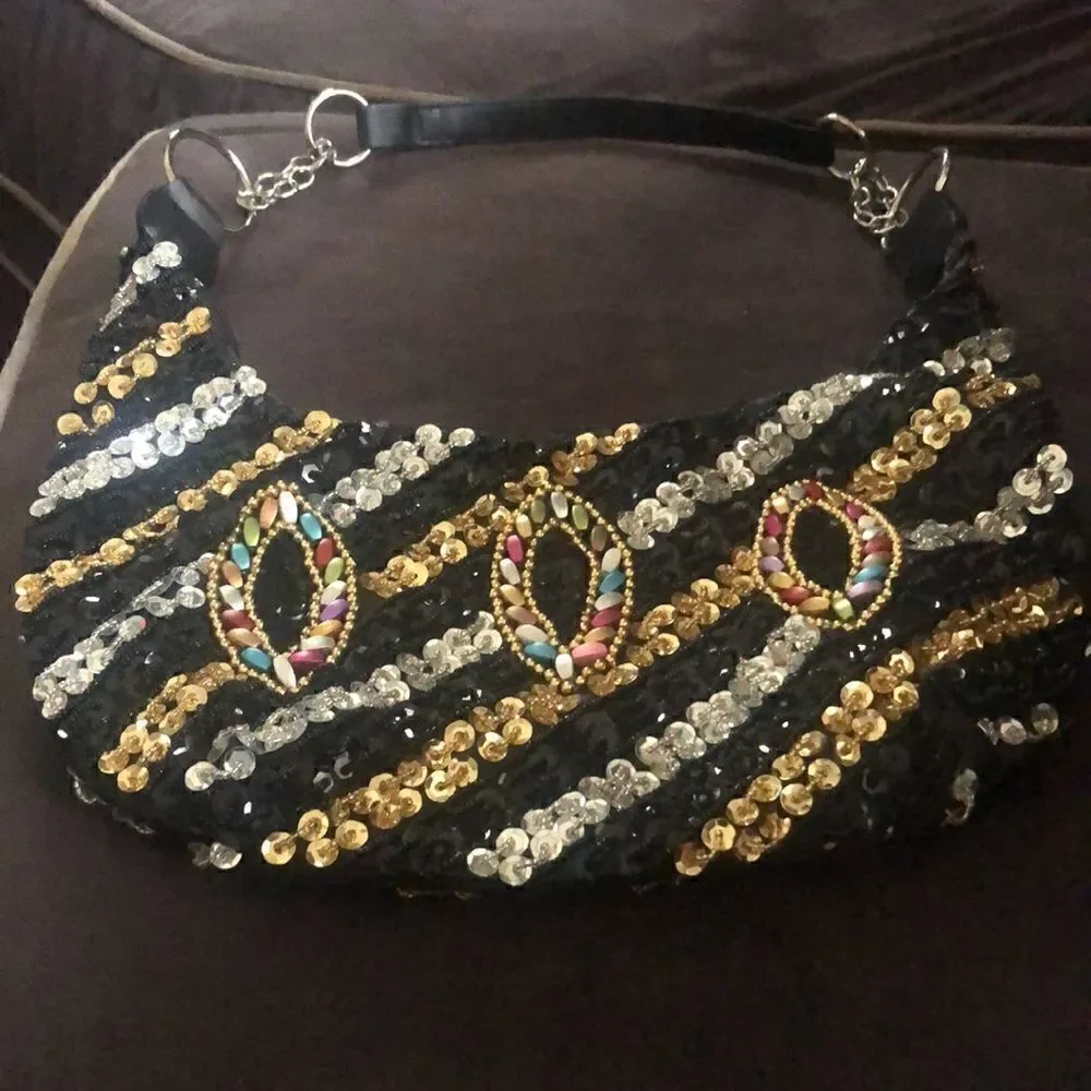 Hand made Medium Sequined Beaded Bag. So much detail .